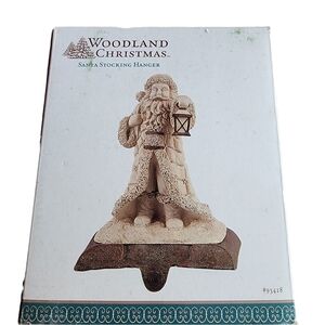 Woodland Christmas Old World Santa stocking hanger holder mantle sitter 2001